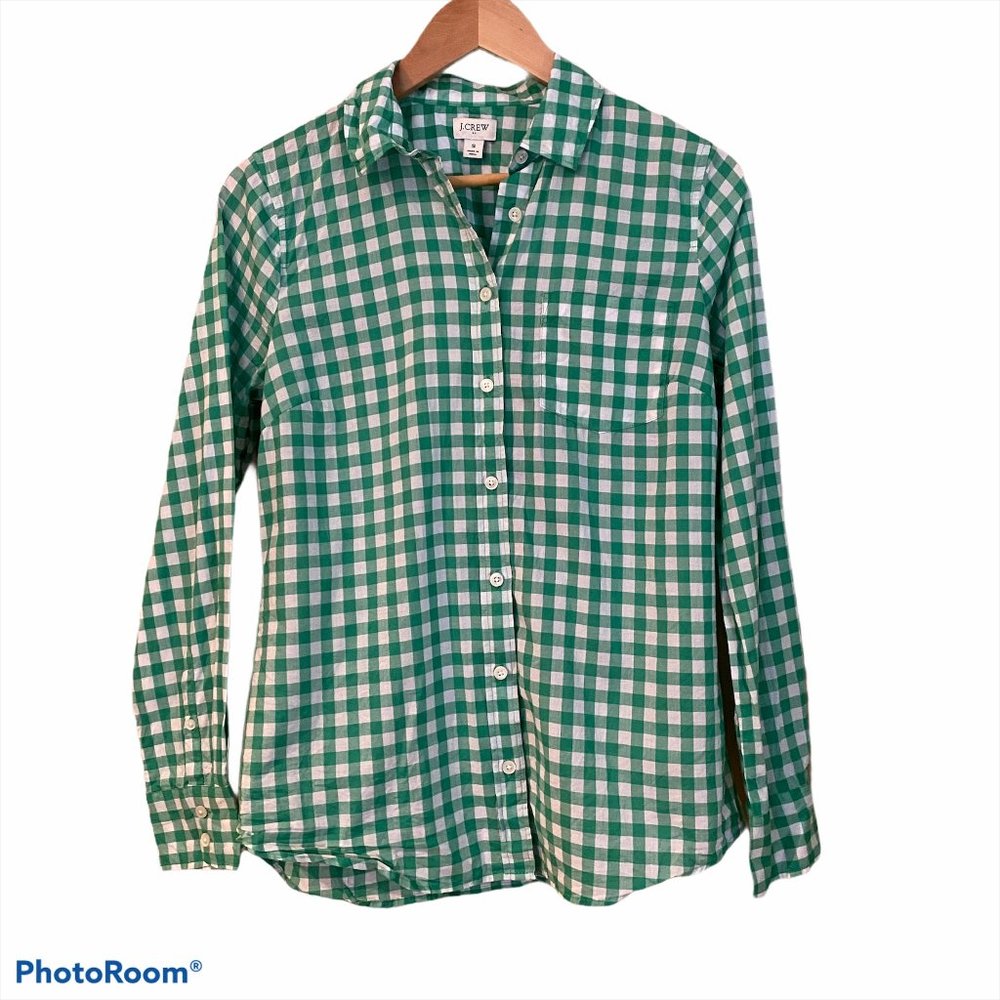 J. Crew Factory Lightweight Gingham Shirt Green